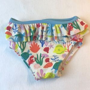 Boden baby ruffles sea creatures design swimsuit bottom Sz 12-18 mths